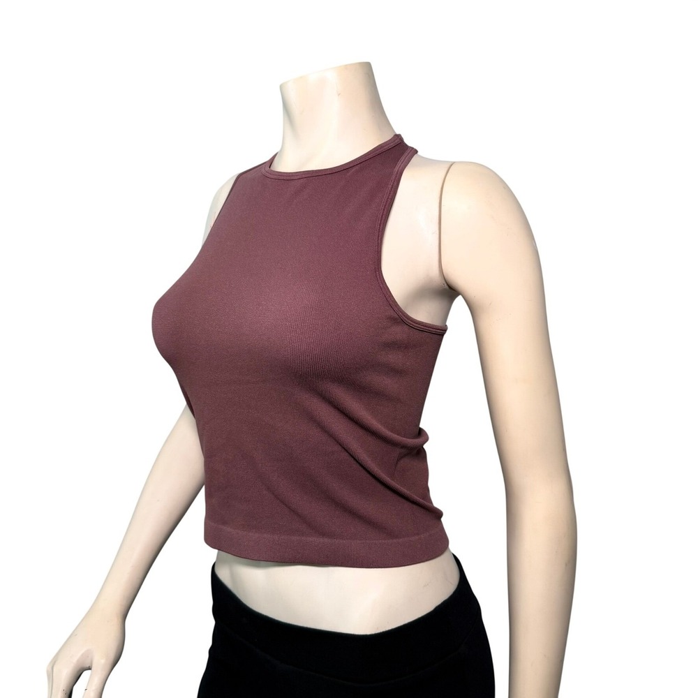 Free People Tank Top Womens M/L Mauve Brown‎ Excellent Seamless Ribbed High Neck